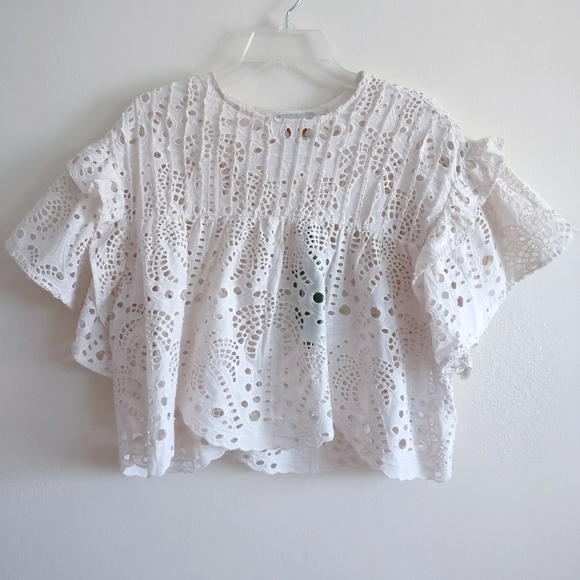 NWT Farm Rio Palm Tree Richelier Lace Eyelet Blouse XS - Picture 6 of 16